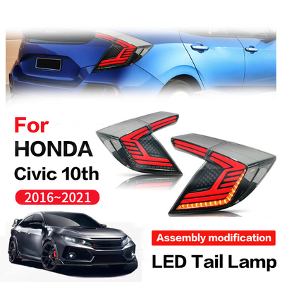 Lampu Ekor Mobil2016-2021For Honda 10 Generasi Civic 2 Kompartemen Lampu Ekor LED Perakitan Rotary Streaming Kemudi