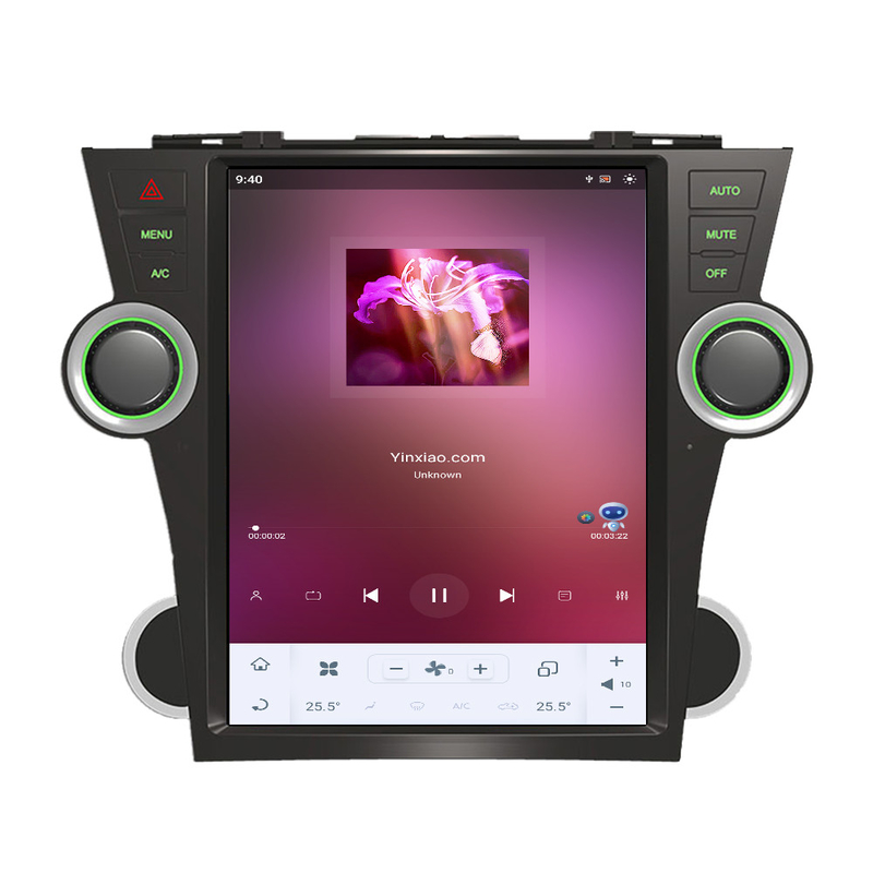 12 Inch Qualcomm Car Android Head Unit Tesla Style Android11 ​​Untuk Toyota Highlander 2009-2013
