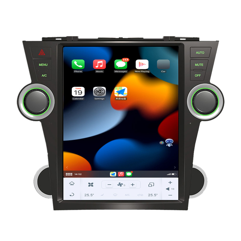 12 Inch Qualcomm Car Android Head Unit Tesla Style Android11 ​​Untuk Toyota Highlander 2009-2013