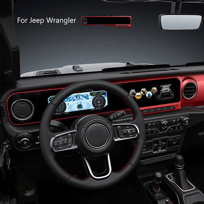 Digital Cluster Car Multimedia Player Layar Ganda Untuk Jeep Wrangler JL 2018-2021